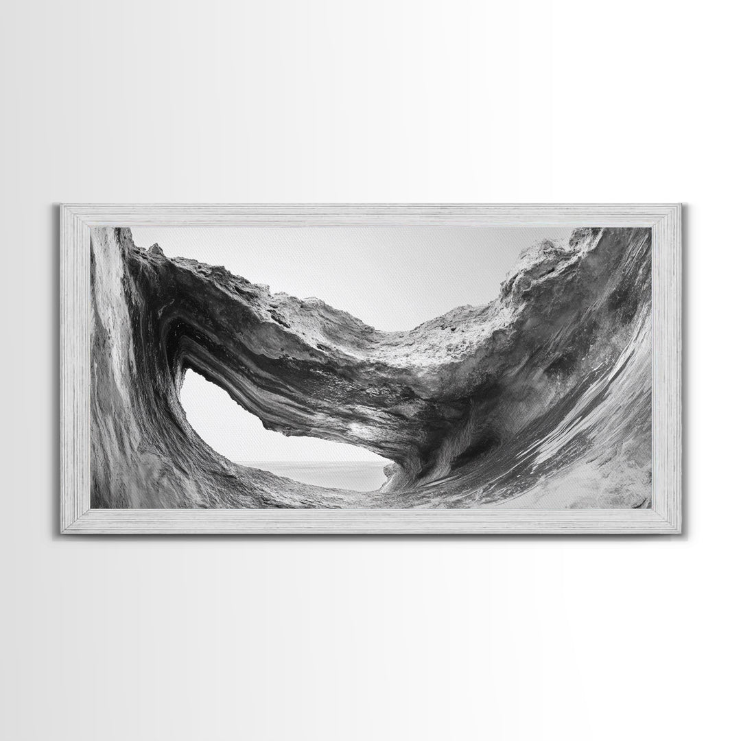 Ocean Cave, Textured Rock, Seaside Mystery, Canvas Print, Coastal Wall Art, Nature Photography, Bathroom Decor, Abstract Sea Cave