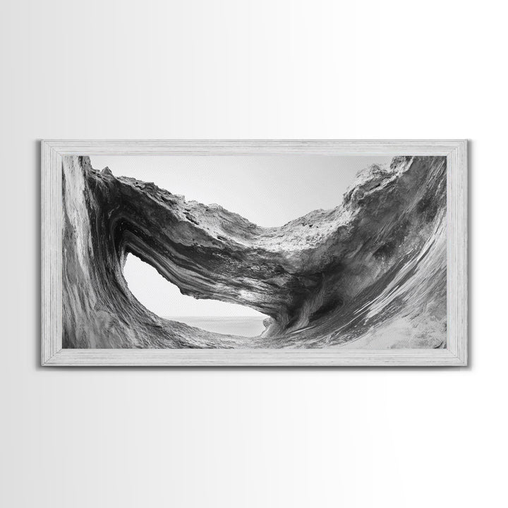 Ocean Cave, Textured Rock, Seaside Mystery, Canvas Print, Coastal Wall Art, Nature Photography, Bathroom Decor, Abstract Sea Cave
