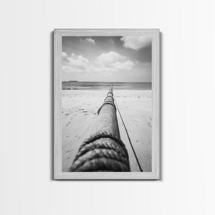 Nautical Rope, Ocean Line, Endless Beach, Maritime Horizon, Canvas Print, Minimalist Wall Art, Modern Coastal Decor, Entryway Beach Art