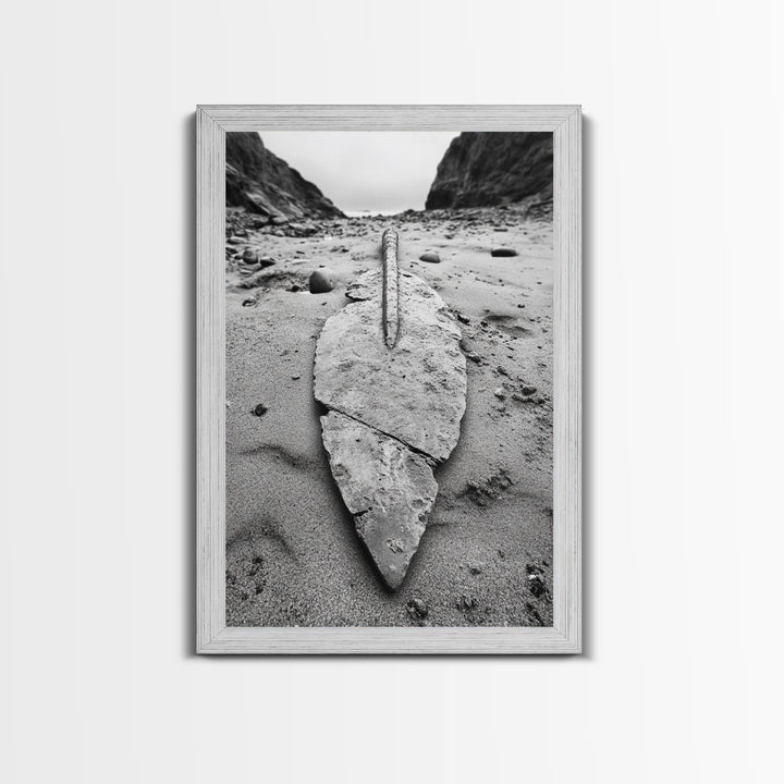Fossil Rock Shore, Beach Minimalism, Sand Texture Art, Canvas Print, Coastal Wall Art, Natural History Decor, Abstract Earthy Art