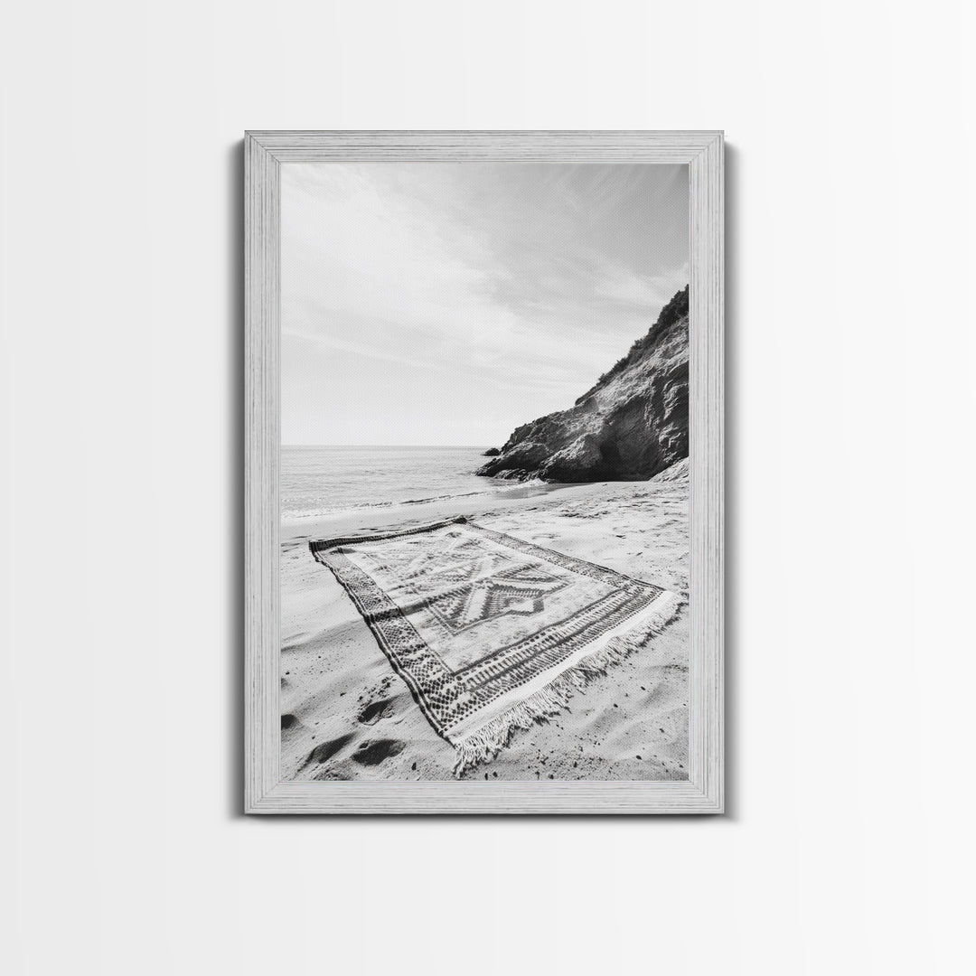 Tribal Blanket, Ocean Vibe, Coastal Pattern, Canvas Print, Beach Boho Wall Art, Neutral Home Decor, Summer Beach Bedroom