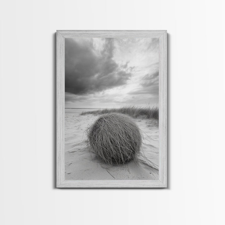 Tumbleweed Dune, Windy Coast, Desert Beach, Canvas Print, Boho Wall Art, Autumn Nature Decor, Minimalist Western Photography