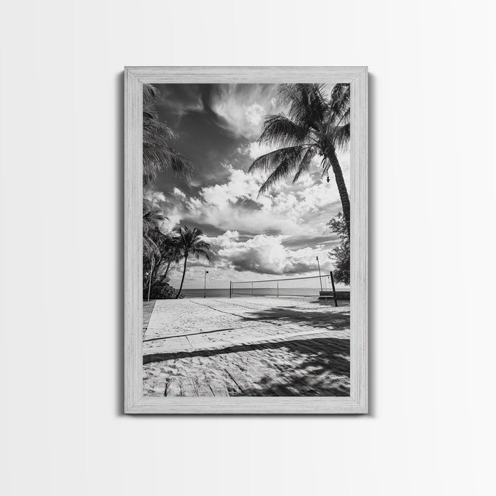 Beach Volleyball, Palm Trees, Island Sport, Canvas Print, Tropical Wall Art, Game Room Decor, Coastal Fitness Photography