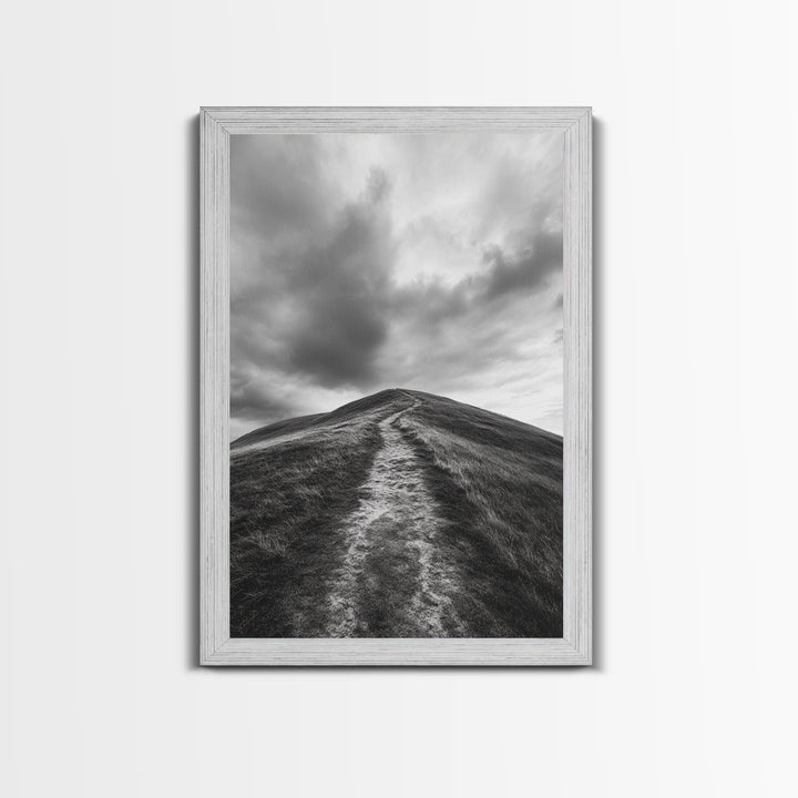 Winding Path, Hilltop View, Cloudy Horizon, Minimalist Landscape, Canvas Print, Bedroom Wall Art, Serene Decor, Fall Art Piece