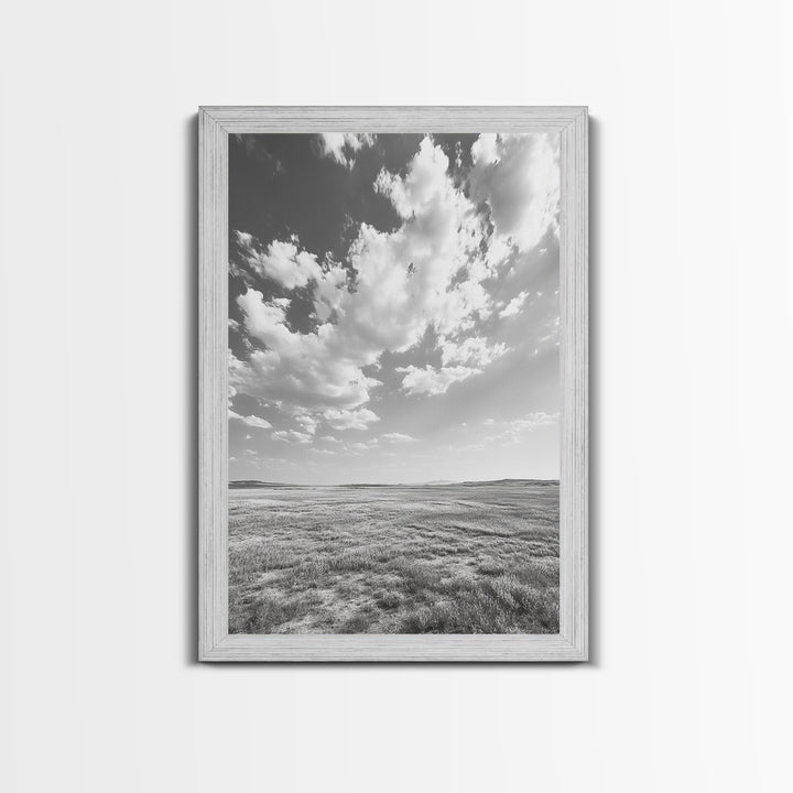 Open Sky, Serene Plains, Summer Day, Canvas Print, minimalist landscape art, farmhouse decor, bedroom wall art, neutral tones