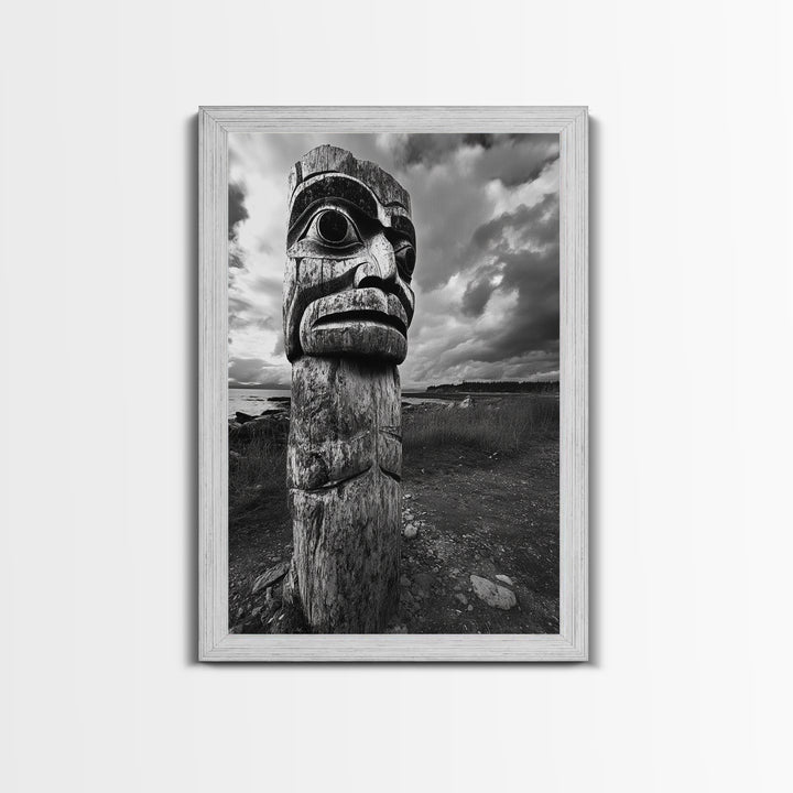 Tribal Totem, Ancient Spirit, Cultural Power, Canvas Print, Rustic Wall Art, Boho Living Room Decor, Ethnic History Accent