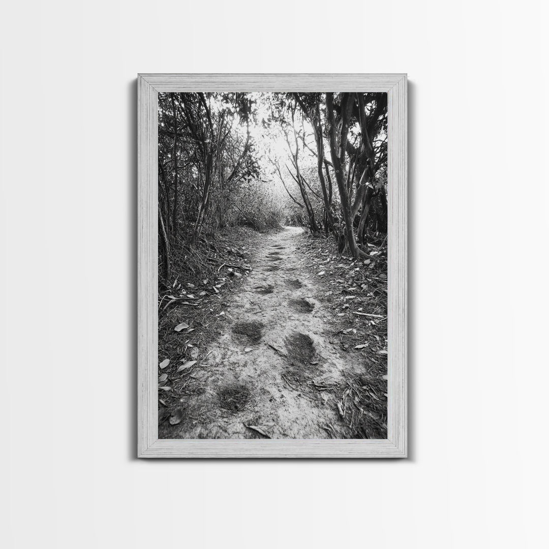 Forest Trail Path, Woodland Escape, Nature Walk, Adventure Art, Framed Canvas Print, Office Wall Decor, Autumn Vibes, Rustic Nature Style
