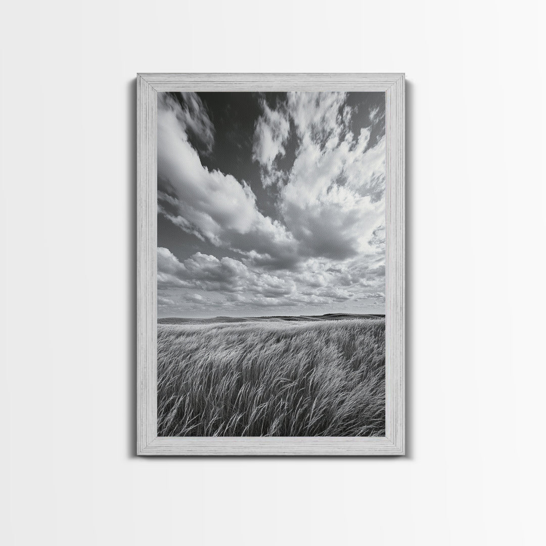 Open Sky Fields, Windy Prairie, Moody Nature Sky, Rustic Landscape, Canvas Print, Bedroom Wall Art, Fall Countryside, Boho Nature Decor