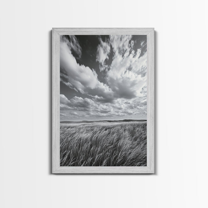 Open Sky Fields, Windy Prairie, Moody Nature Sky, Rustic Landscape, Canvas Print, Bedroom Wall Art, Fall Countryside, Boho Nature Decor