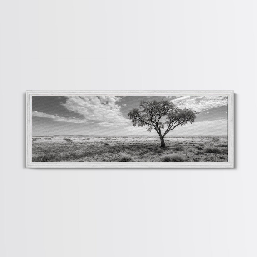 Desert Tree, Solitude Scene, Nature Photography, Framed Canvas Print, Minimalist Tree Art, Bedroom Wall Decor, Neutral Landscape Art