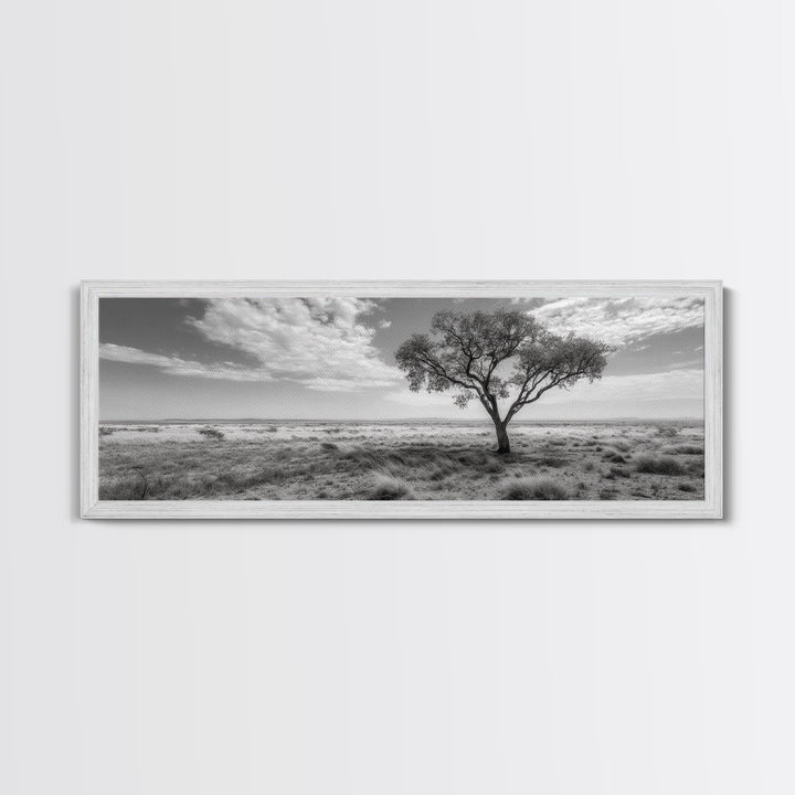 Desert Tree, Solitude Scene, Nature Photography, Framed Canvas Print, Minimalist Tree Art, Bedroom Wall Decor, Neutral Landscape Art