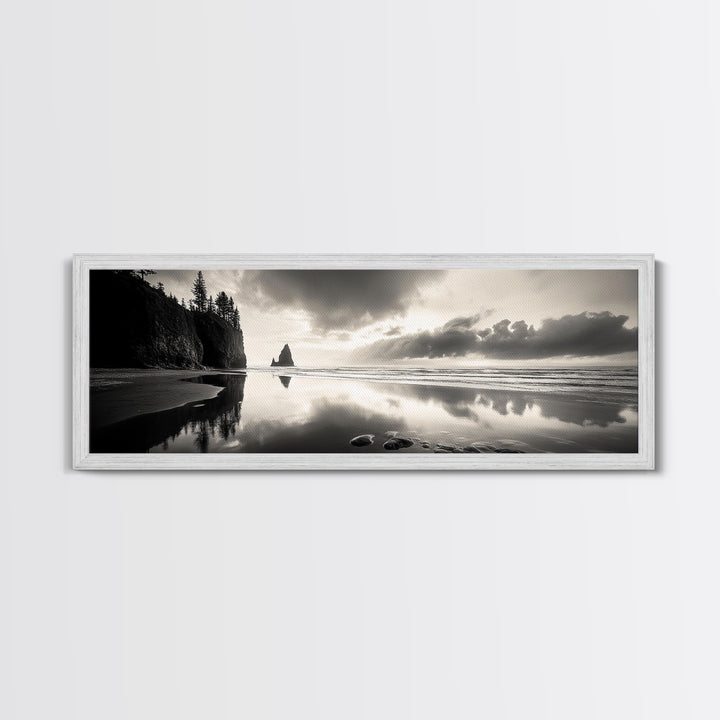 Sea Stack, Stormy Sky, Coastal Reflections, Canvas Print, Pacific Northwest Wall Art, Dramatic Seascape, Autumn Home Accent