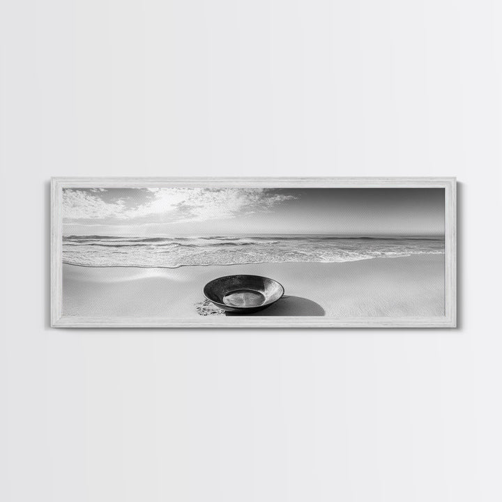 Ocean Bowl, Minimalist Beach, Solitude Shoreline, Canvas Print, Coastal Decor, Neutral Tones, Living Room Art, Bathroom Wall Art