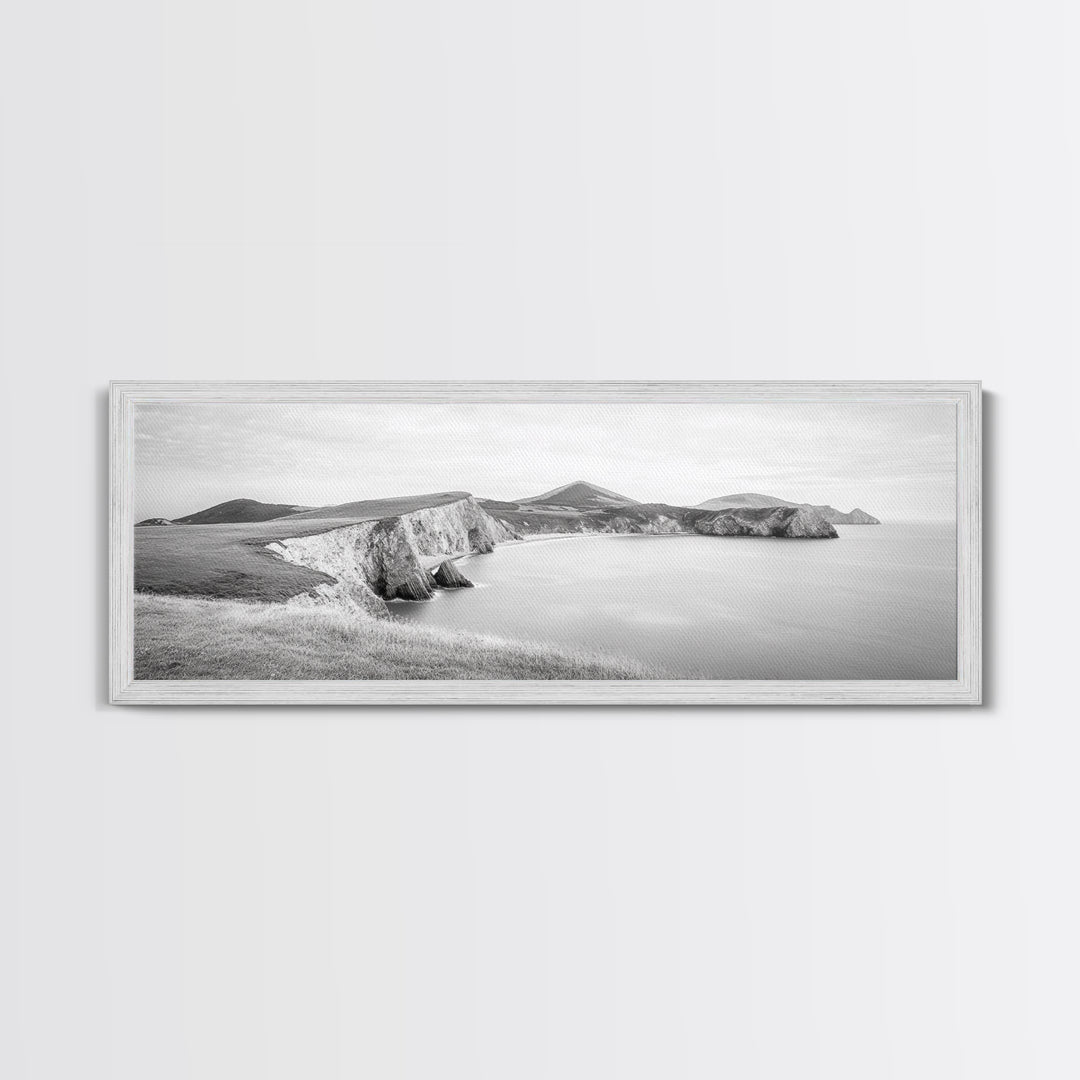 Cliff Coast, Rolling Hills, Seaside Bluffs, Canvas Print, dreamy landscape photography, light neutral living room art, tranquil office decor