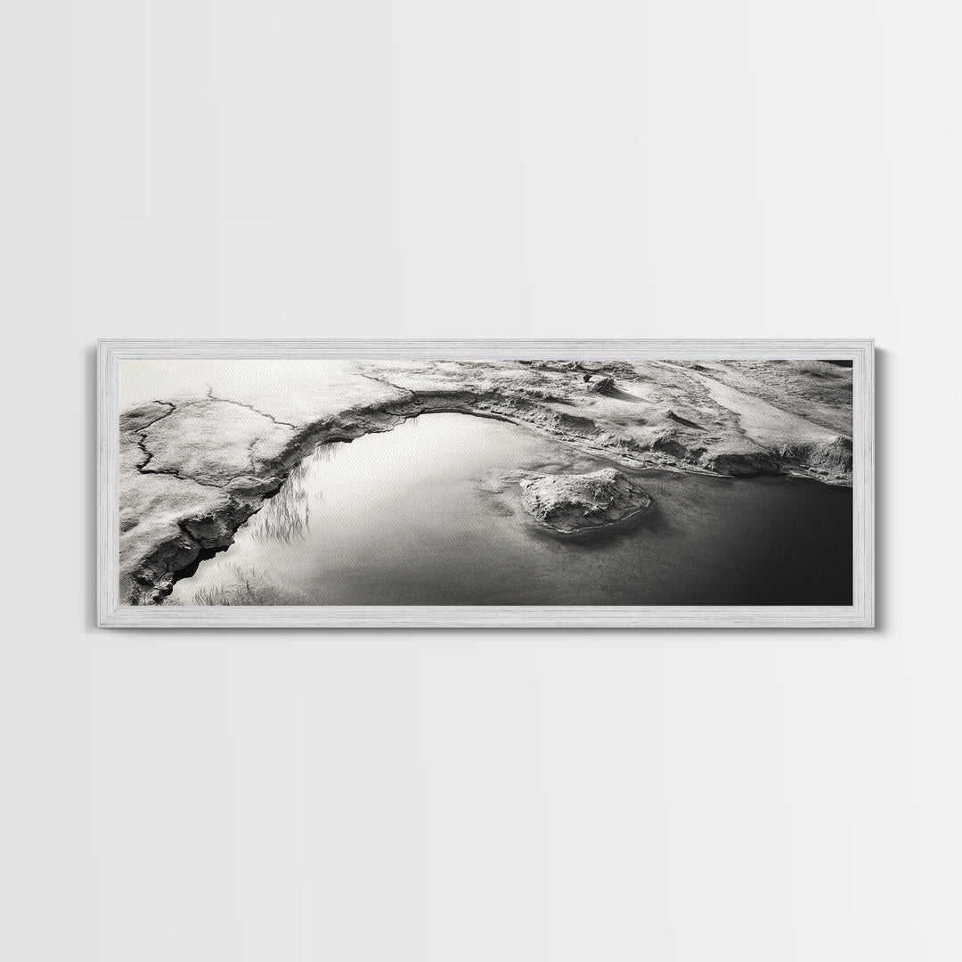 Minimalist Pond, Earth Texture, Fine Art Landscape, Framed Canvas Print, Neutral Wall Decor, Bathroom Wall Art, Modern Earthy Tones