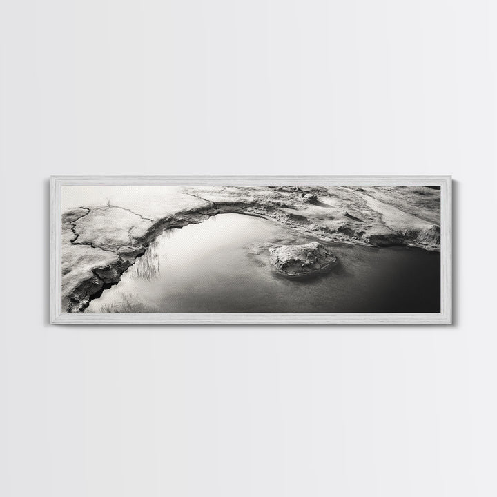 Minimalist Pond, Earth Texture, Fine Art Landscape, Framed Canvas Print, Neutral Wall Decor, Bathroom Wall Art, Modern Earthy Tones