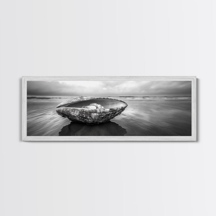 Seashell Closeup, Beach Photography, Ocean Minimalism, Canvas Print, Bathroom Wall Art, Coastal Modern Decor, Nautical Neutral Art