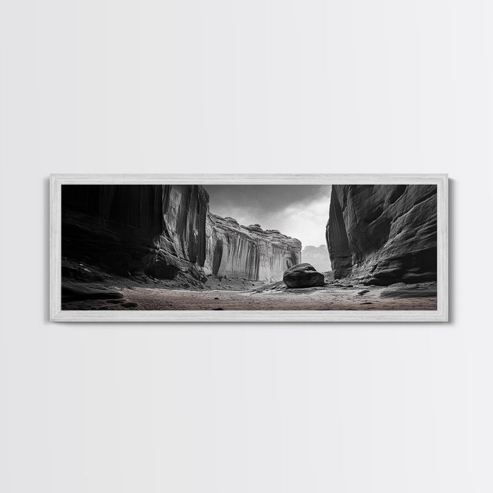 Desert Canyon Walls, High Contrast, Natural Monument, Canvas Print, Office Wall Art, Moody Modern Decor, Wilderness Photography