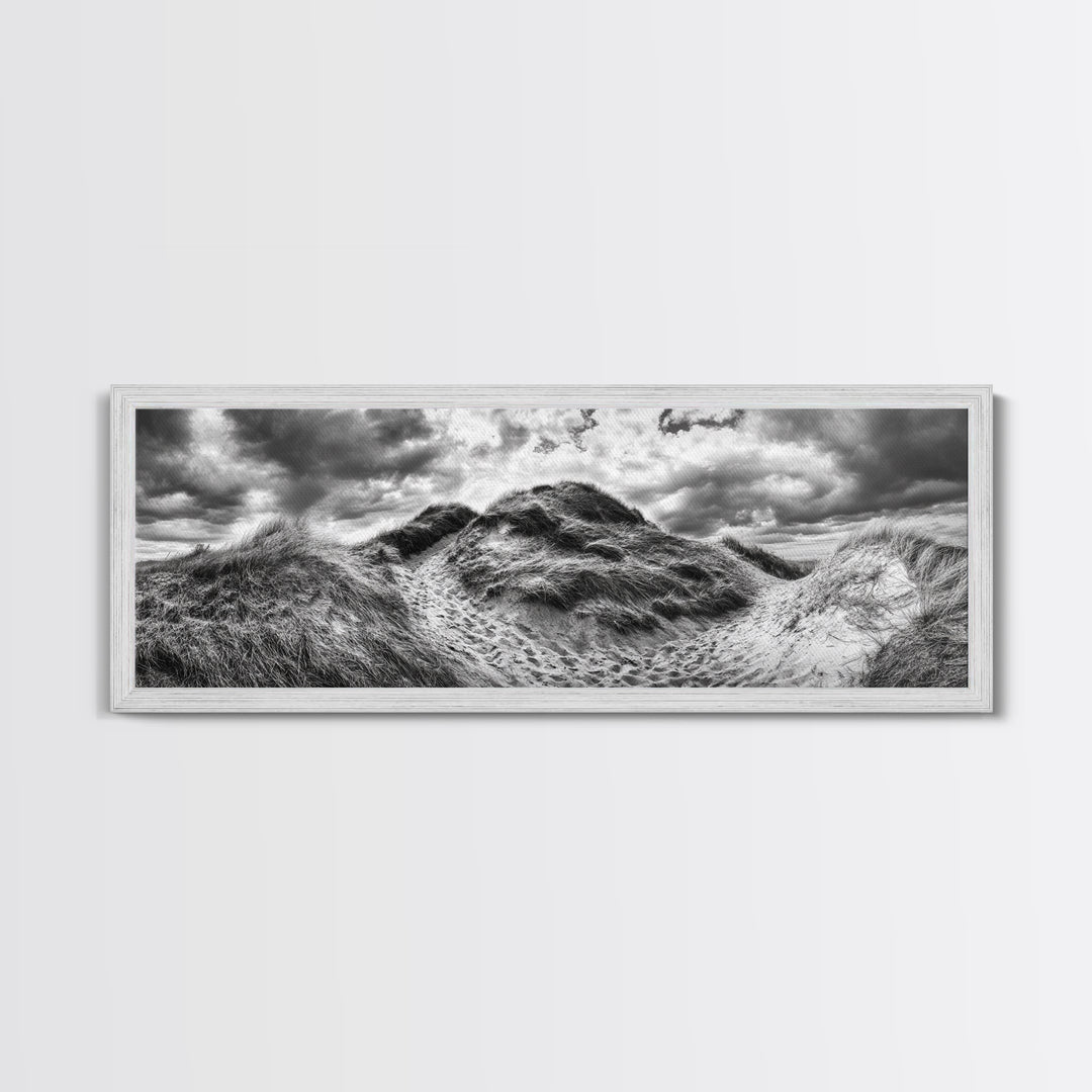 Windswept Dune Trail, Dramatic Sky, Nature Path, Beach Landscape, Framed Canvas Print, Rustic Wall Art, Fall Decor, Bedroom Art, Boho Vibes