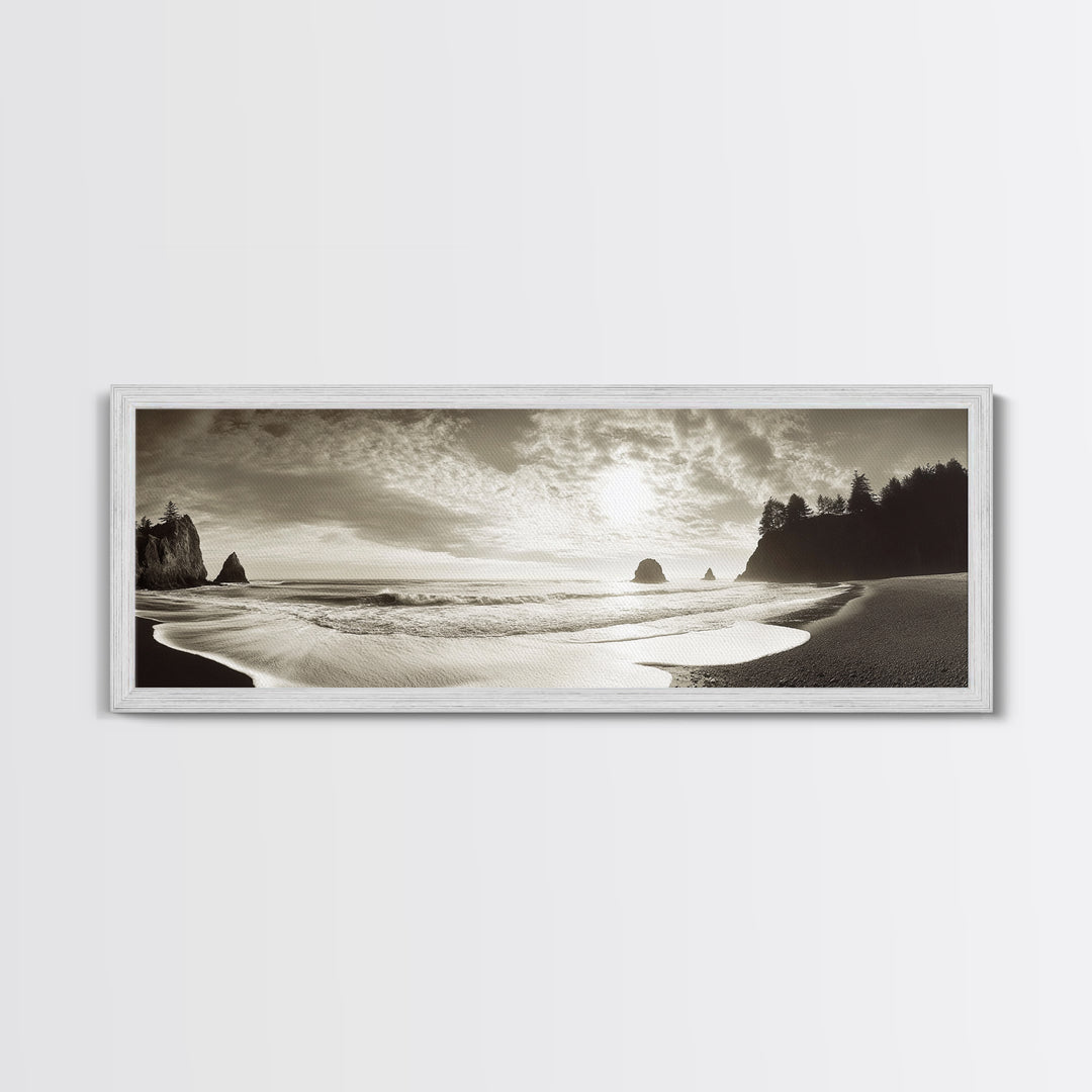 Seaside Cliff Sunset, Pacific Coast View, Canvas Print, Coastal Living Room Art, Modern Neutral Decor, Ocean Landscape Photography