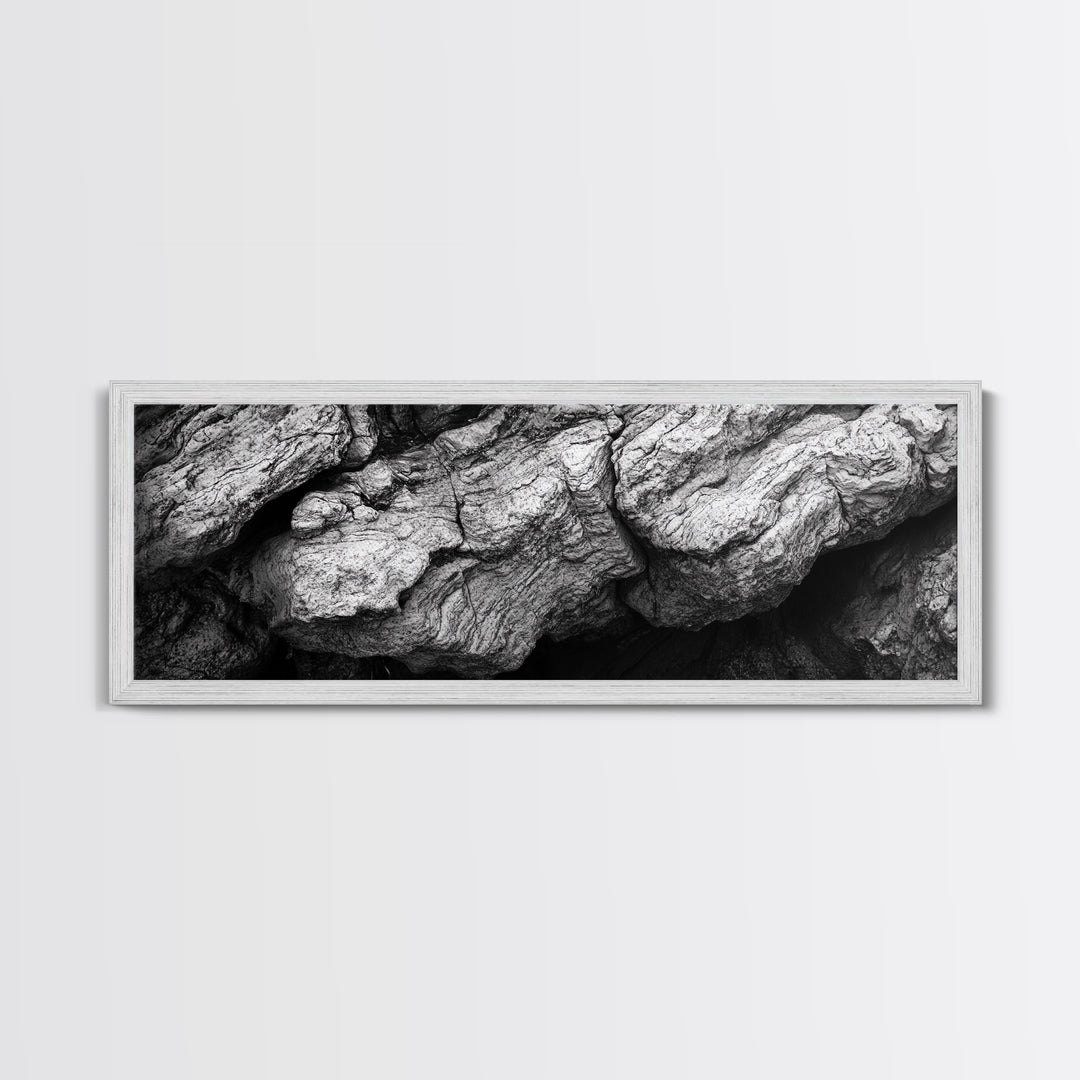 Textured Rock, Earth Tones, Natural Abstract, Framed Canvas Print, modern rustic decor, living room wall art, organic texture, neutral tones