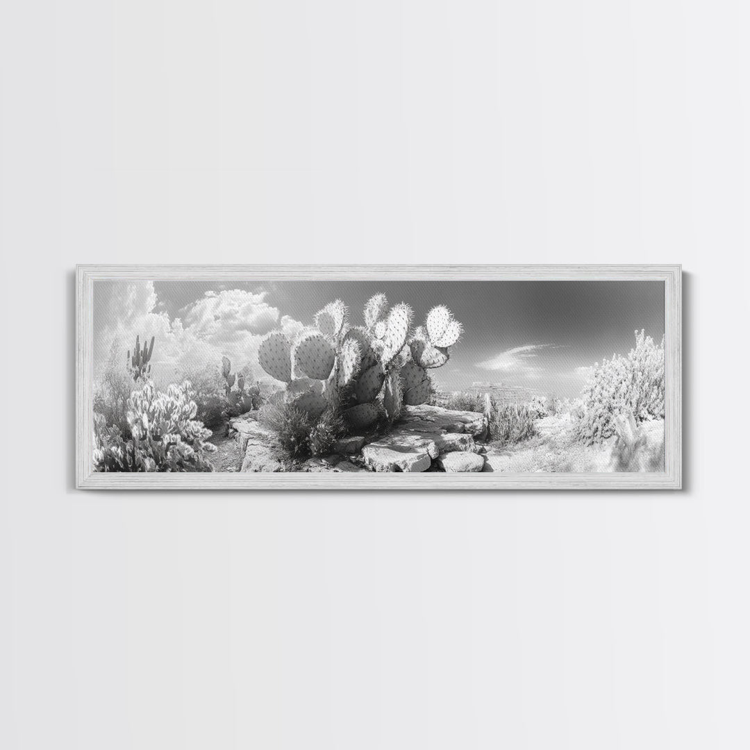 Desert Cactus Garden, Sunlit Southwest Scene, Nature Landscape Art, Canvas Print, Rustic Living Room Wall Decor, Boho Style