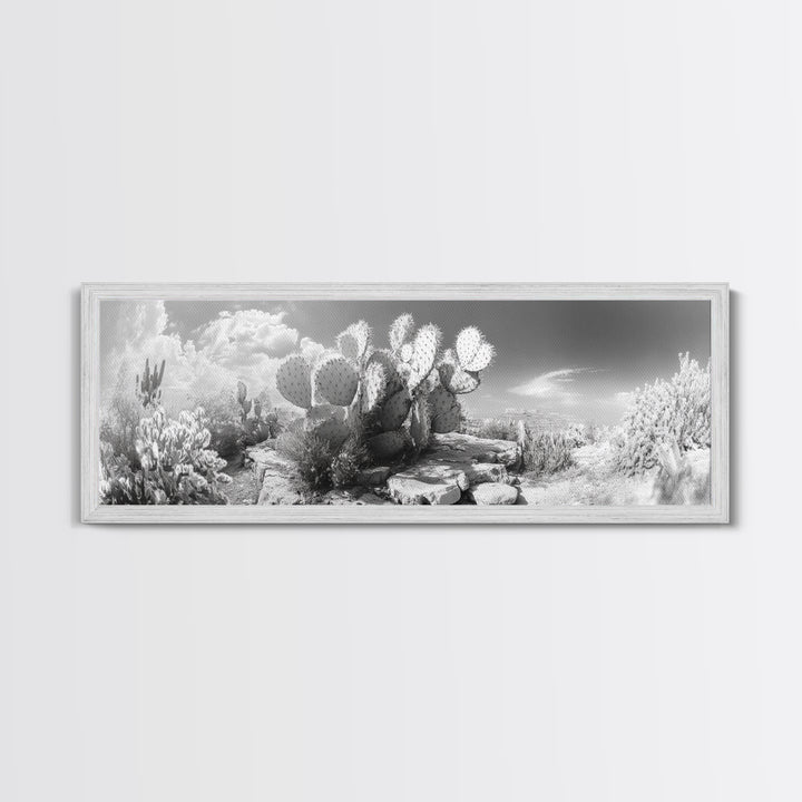 Desert Cactus Garden, Sunlit Southwest Scene, Nature Landscape Art, Canvas Print, Rustic Living Room Wall Decor, Boho Style