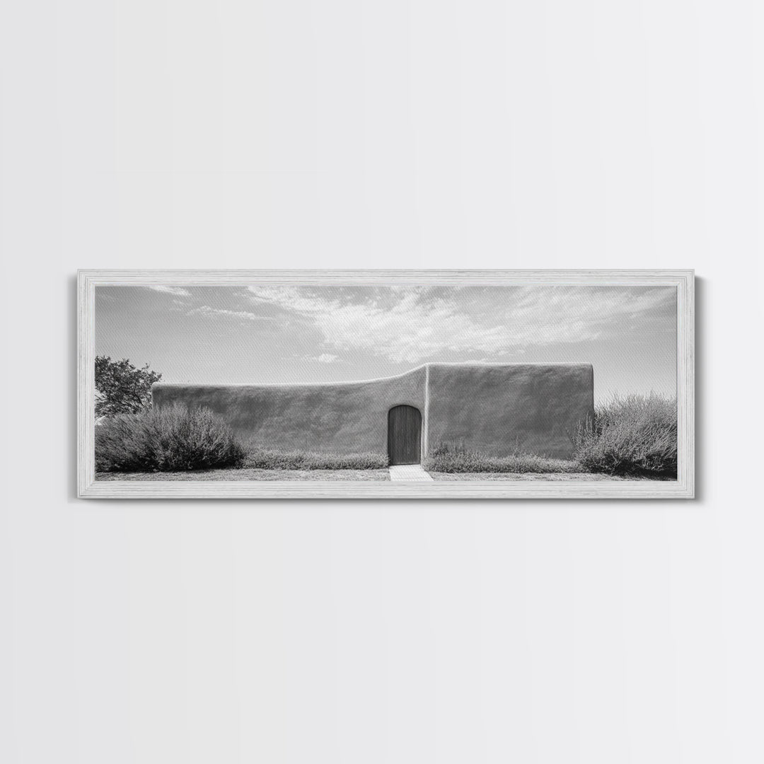 Desert Adobe, Minimal Wall, Architecture Photography, Black and White Art, Framed Canvas Print, Southwestern Decor, Entryway Wall Art