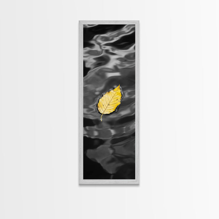 Yellow Leaf, Floating Leaf, Autumn Water Art, Nature Minimalism, Canvas Print, Zen Decor, Bathroom Wall Art, Fall Inspired Artwork