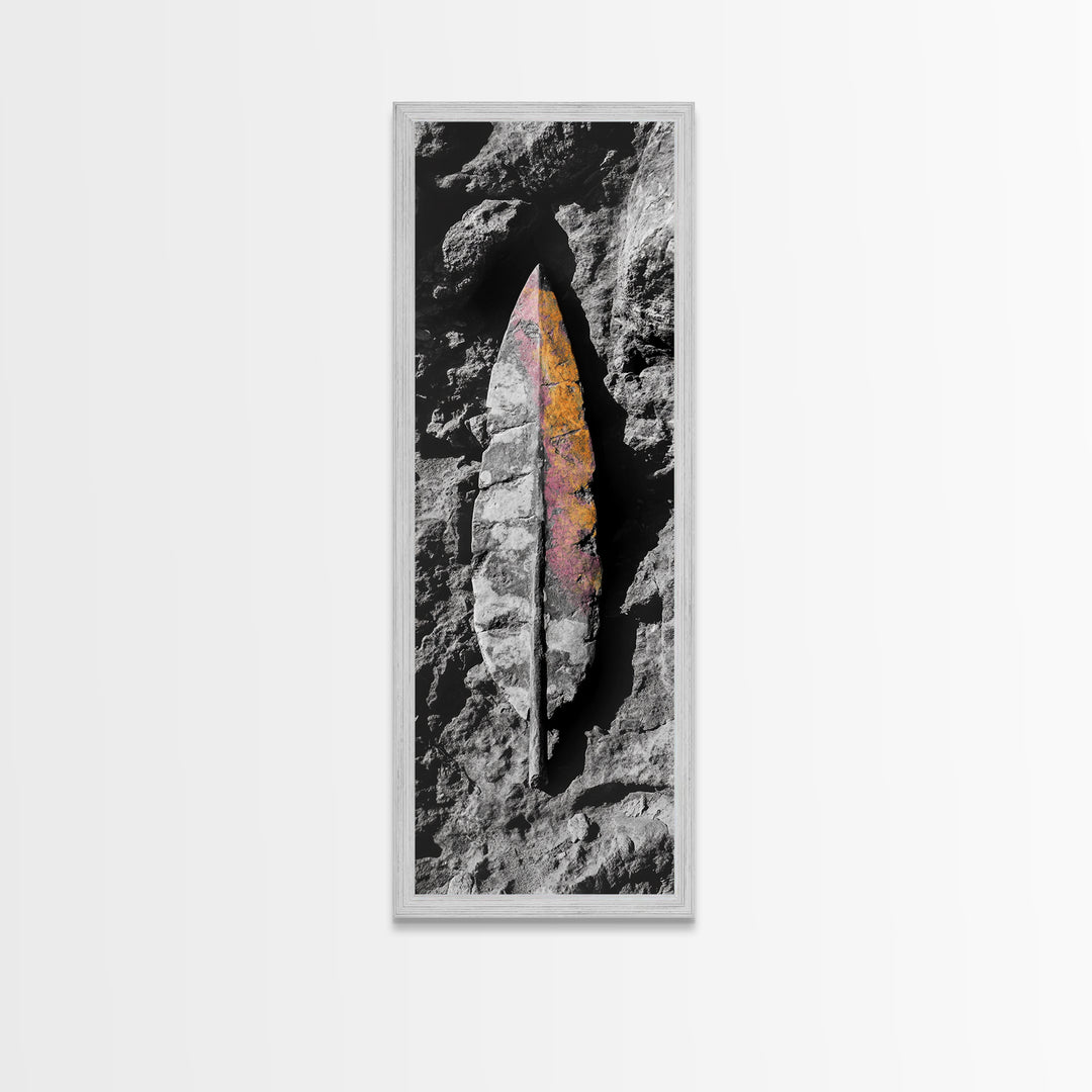 Stone Leaf, Earth Tones, Nature Fossil, Ancient Texture, Framed Canvas Print, Fall Wall Art, Rustic Decor Accent, Boho Nature Artwork