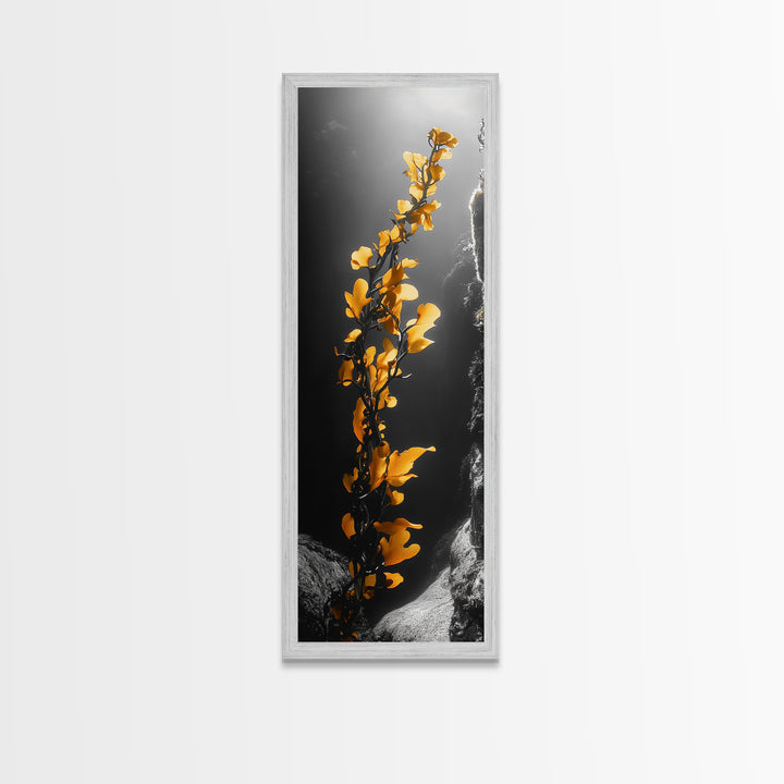 Ocean Kelp Art, Golden Seaweed, Deep Sea Beauty, Underwater Light, Canvas Print, Bathroom Wall Art, Nautical Decor, Moody Coastal Style