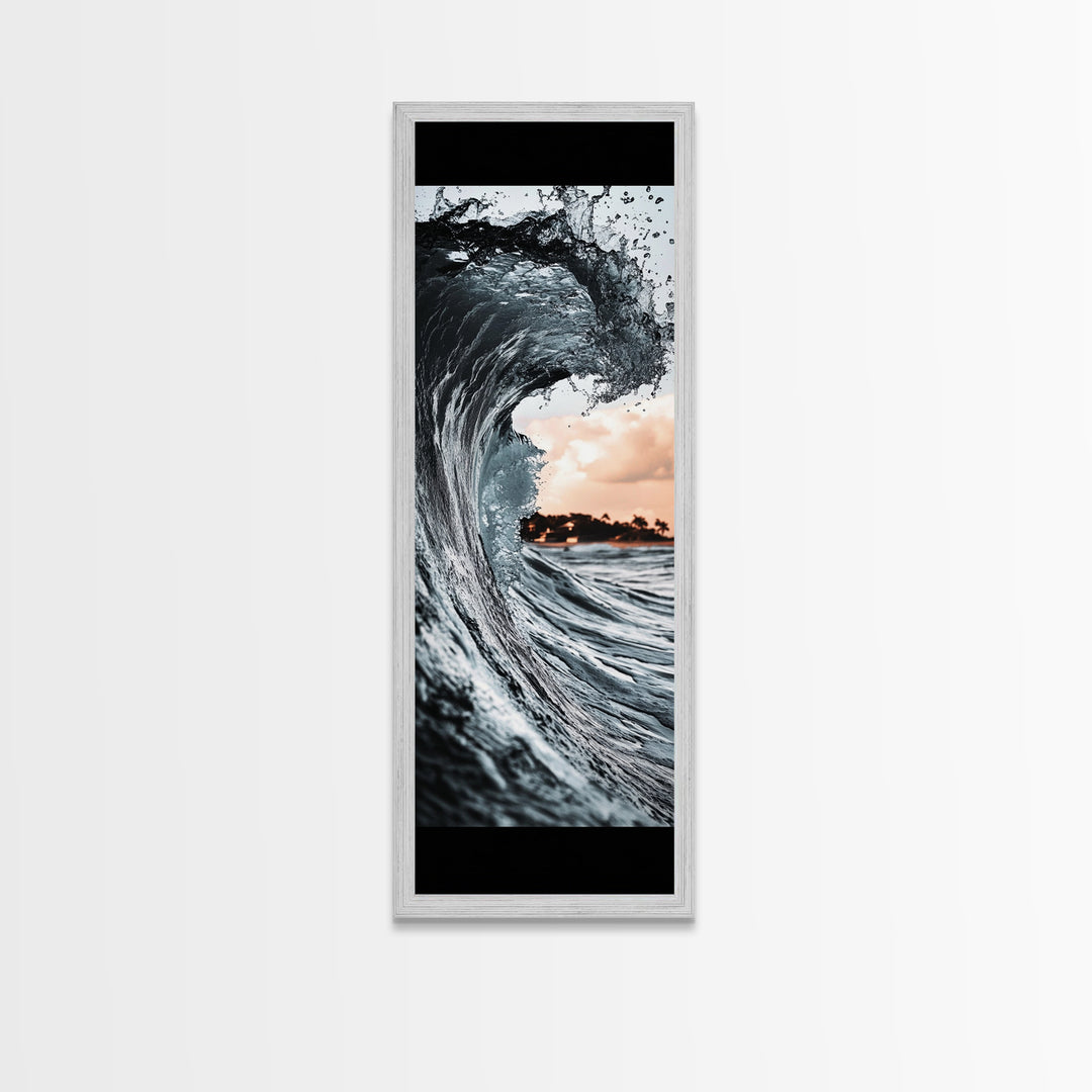 Ocean Wave, Big Surf, Seascape Photography, Coastal Wall Decor, Water Motion, Framed Canvas Print, Beach House Living Room Art