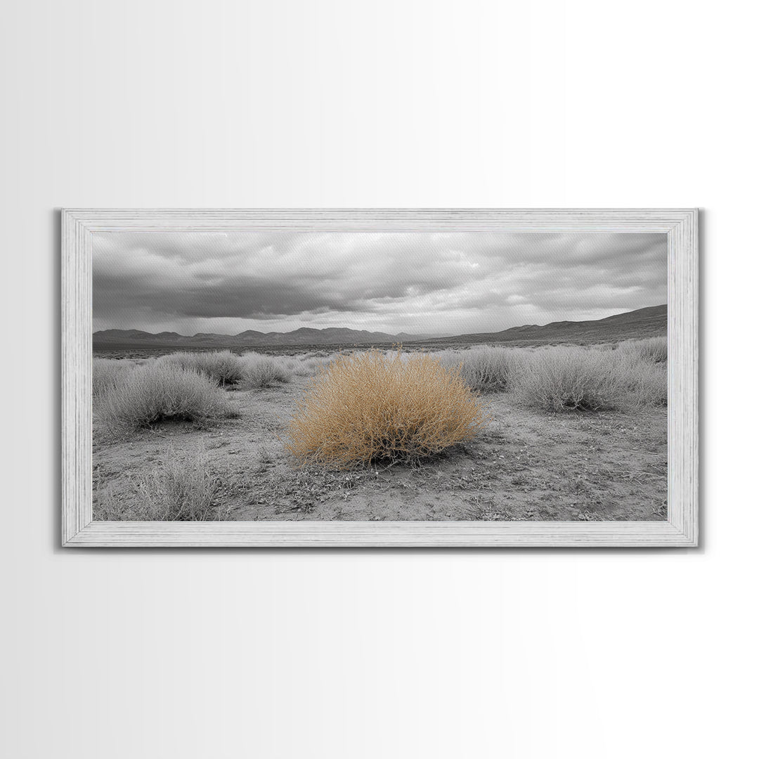 Desert Scene, Tumbleweed Beauty, Arid Landscape, Western Mood, Framed Canvas Print, Neutral Art, Entryway Wall Art, Rustic Home Style