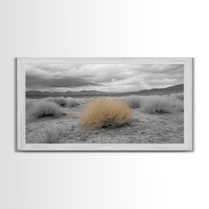 Desert Scene, Tumbleweed Beauty, Arid Landscape, Western Mood, Framed Canvas Print, Neutral Art, Entryway Wall Art, Rustic Home Style