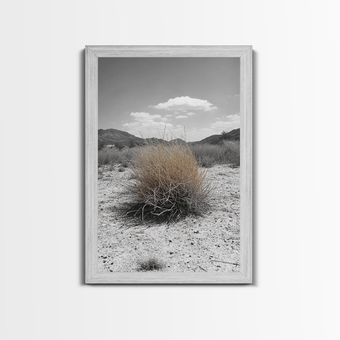 Desert Bush, Tumbleweed Scene, Dry Landscape, Minimalist Canvas Print, Desert Wall Art, Earth Tone Decor, Modern Living Room Art