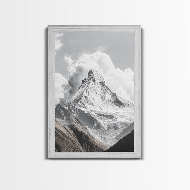 Matterhorn Majesty, Iconic Summit, Black and White Mountain, Canvas Print, Office Wall Art, Minimalist Photography, Modern Decor