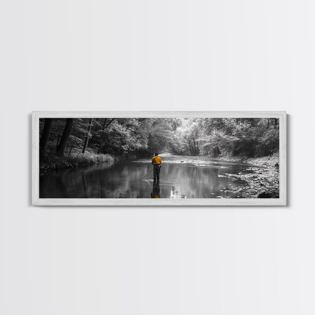 Autumn Fly Fishing, Yellow Jacket River Scene, Framed Canvas Print, Rustic Home Decor, Fisherman Gift, Nature Photography, Cabin Wall Art
