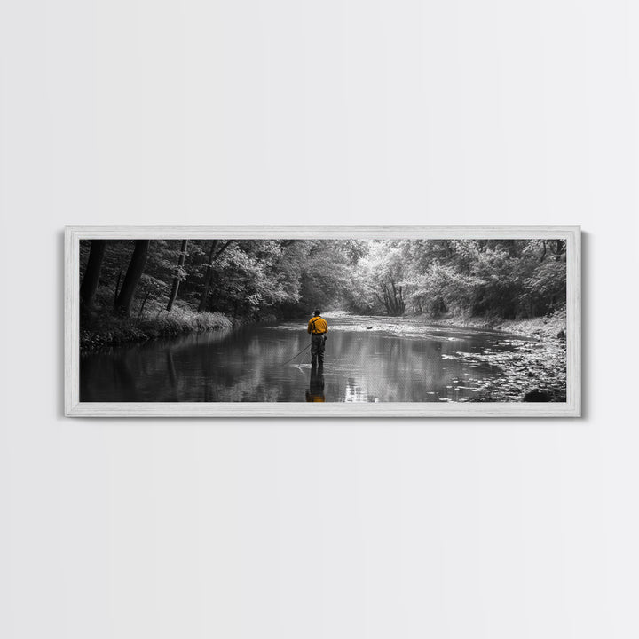 Autumn Fly Fishing, Yellow Jacket River Scene, Framed Canvas Print, Rustic Home Decor, Fisherman Gift, Nature Photography, Cabin Wall Art