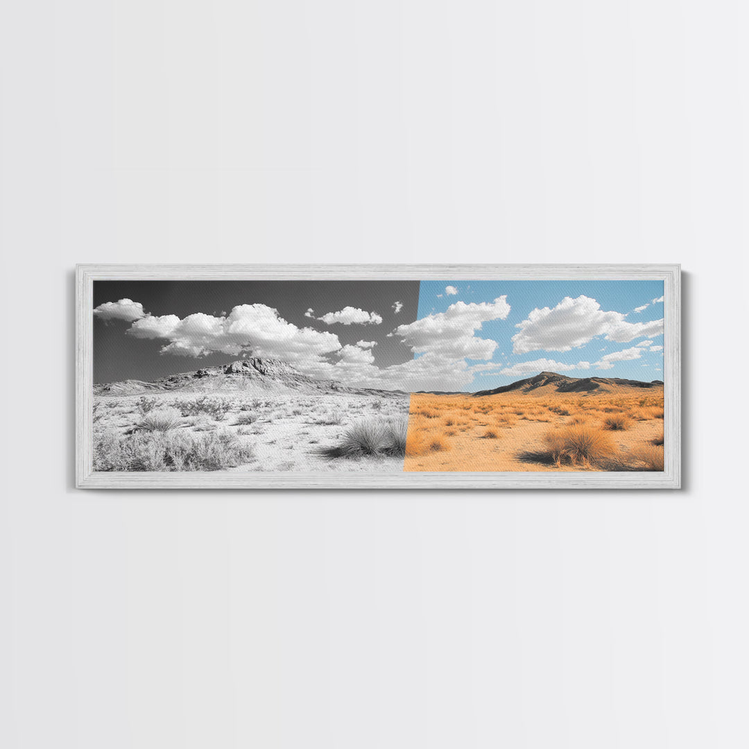 Desert Split, Before and After, Landscape Transformation, Canvas Print, modern western wall art, minimalist nature photography