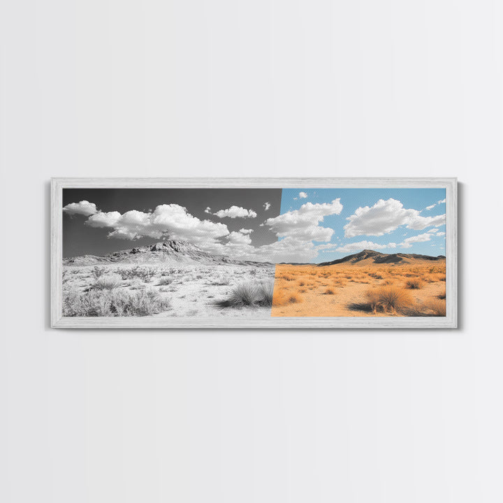 Desert Split, Before and After, Landscape Transformation, Canvas Print, modern western wall art, minimalist nature photography
