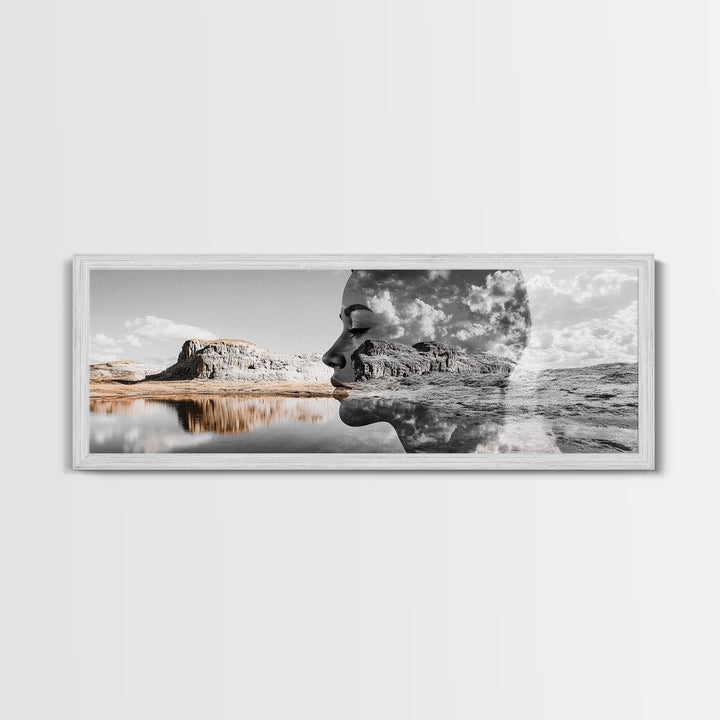 Desert Mirage, Double Exposure, Nature Portrait, Moody Art, Framed Canvas Print, Surreal Landscape, Boho Wall Art, Bedroom Decor