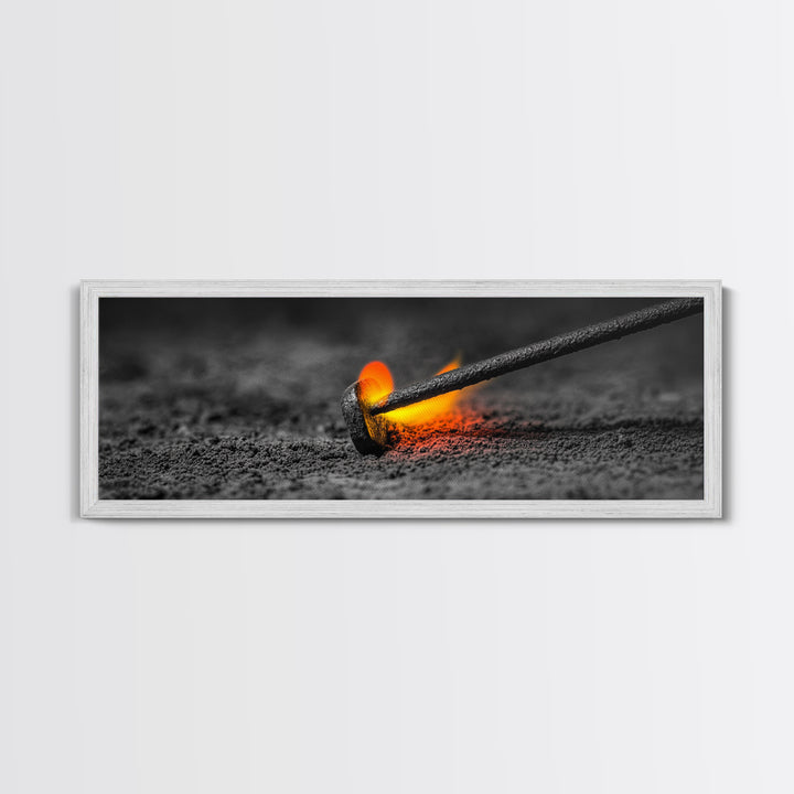 Branding Iron Fire, Industrial Glow Art, Rustic Ranch Scene, Cowboy Western Print, Canvas Print, Man Cave Wall Art, Farmhouse Decor