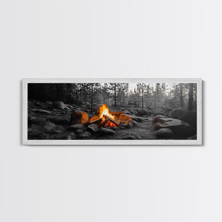 Campfire Heat, Forest Light, Autumn Fire, Nature Glow, Canvas Print, Rustic Wall Art, Cabin Living Decor, Outdoor Adventure Style