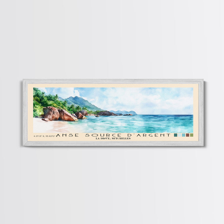 Anse Source d’Argent, La Digue, Seychelles Watercolor Print, Vacation Gift, La Digue, Seychelles Wall Art, Vacation Wall Art, Vacatation Memories, Beach Decor, Beach Or Lakehouse Art