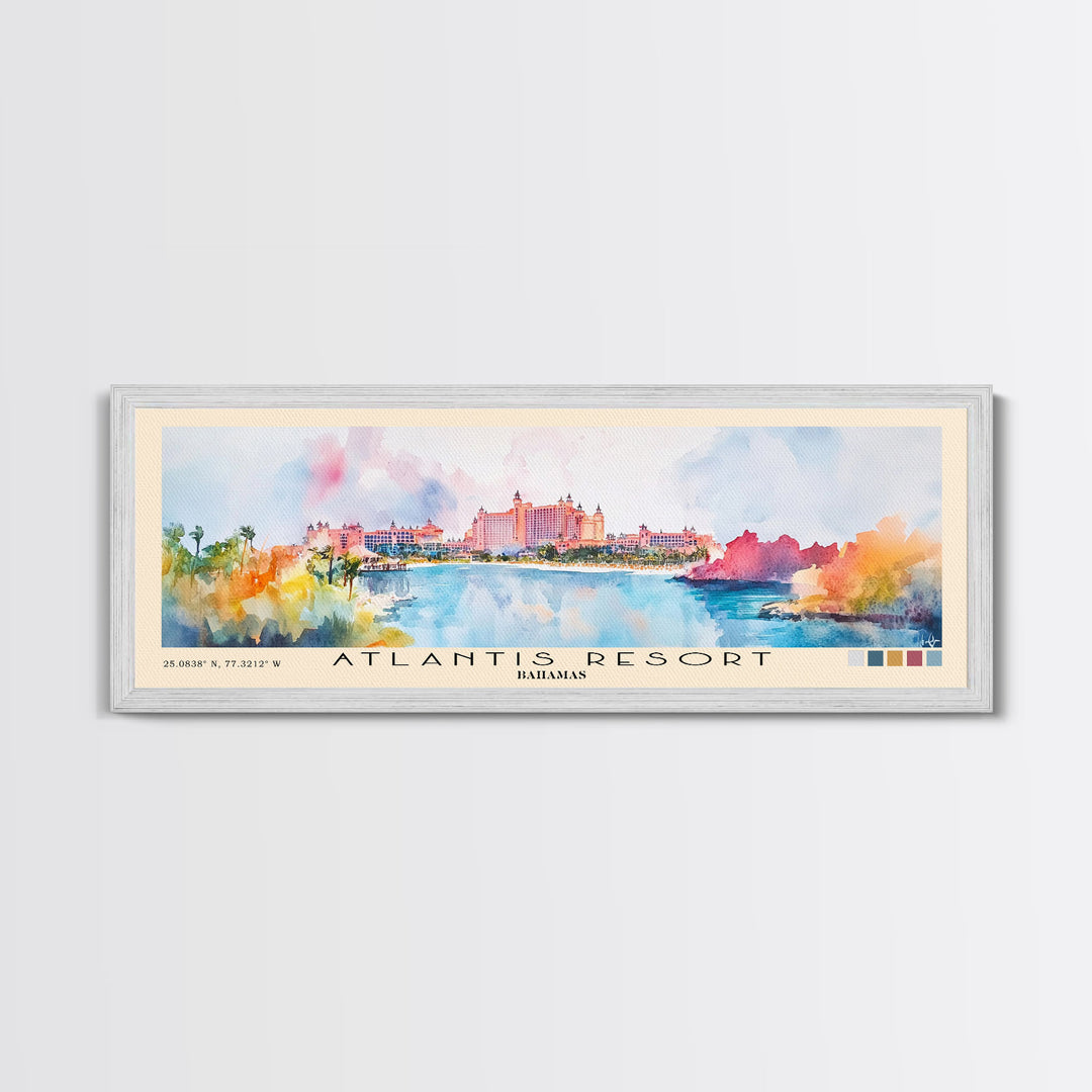 Atlantis Resort, Bahamas Watercolor Print, Vacation Gift, Bahamas Wall Art, Beach Painting, Beach Decor, Beach Or Lakehouse Art