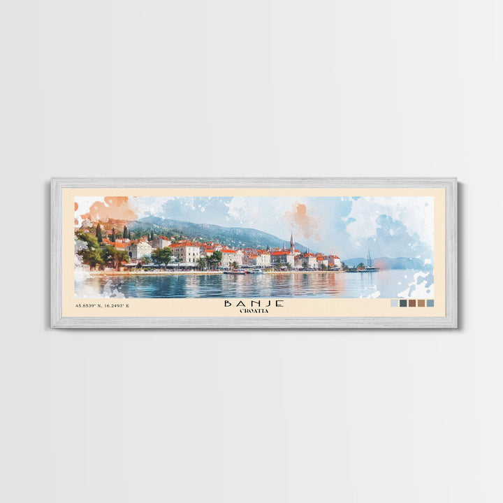 Banje, Croatia Watercolor Print, Vacation Gift, Croatia Wall Art, Beach Painting, Beach Decor, Large Wall Art, Wood Frame Art