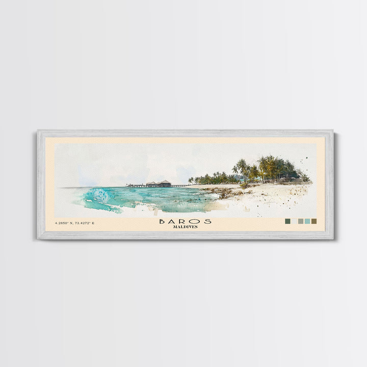 Baros, Maldives Watercolor Print, Vacation Gift, Maldives Wall Art, Vacation Wall Art, Vacatation Memories, Beach Decor, Beach Or Lakehouse Art