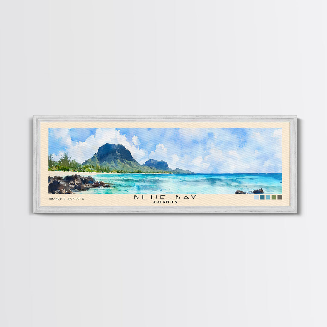 Blue Bay, Mauritius Watercolor Print, Vacation Gift, Mauritius Wall Art, Vacation Wall Art, Vacatation Memories, Beach Decor, Beach Or Lakehouse Art