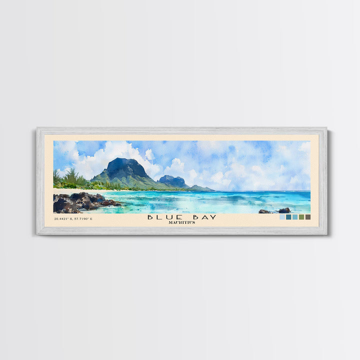 Blue Bay, Mauritius Watercolor Print, Vacation Gift, Mauritius Wall Art, Vacation Wall Art, Vacatation Memories, Beach Decor, Beach Or Lakehouse Art