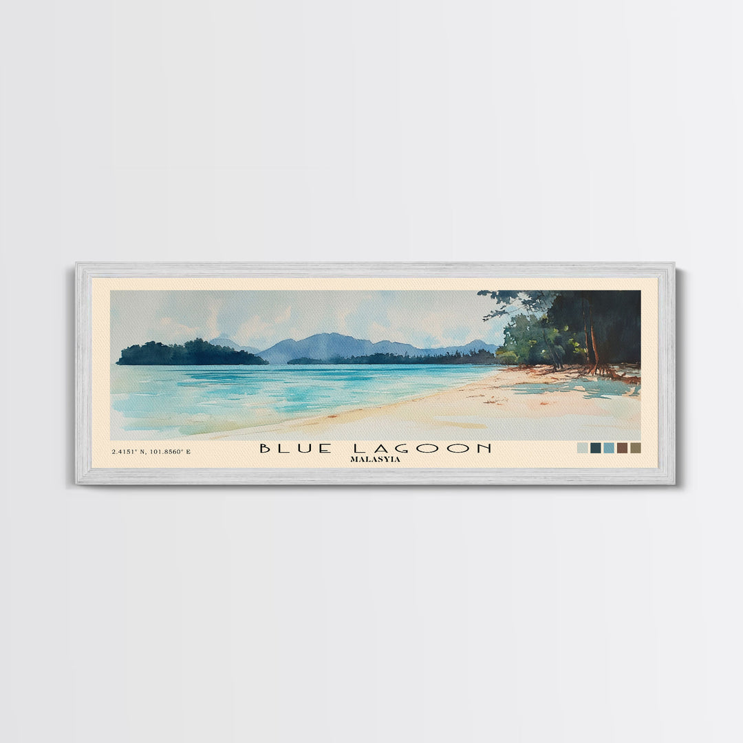 Blue Lagoon, Malasyia Watercolor Beach Print, Vacation Gift, Malasyia Wall Art, Beach Painting, Beach Decor, Beach Painting